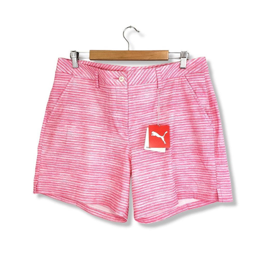 Puma "Shocking Pink" Streaked Athletic Moisture Wicking Shorts Size 14 NWT